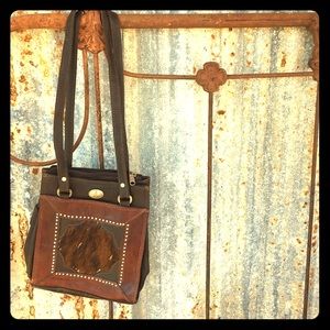 American West leather & cowhide purse